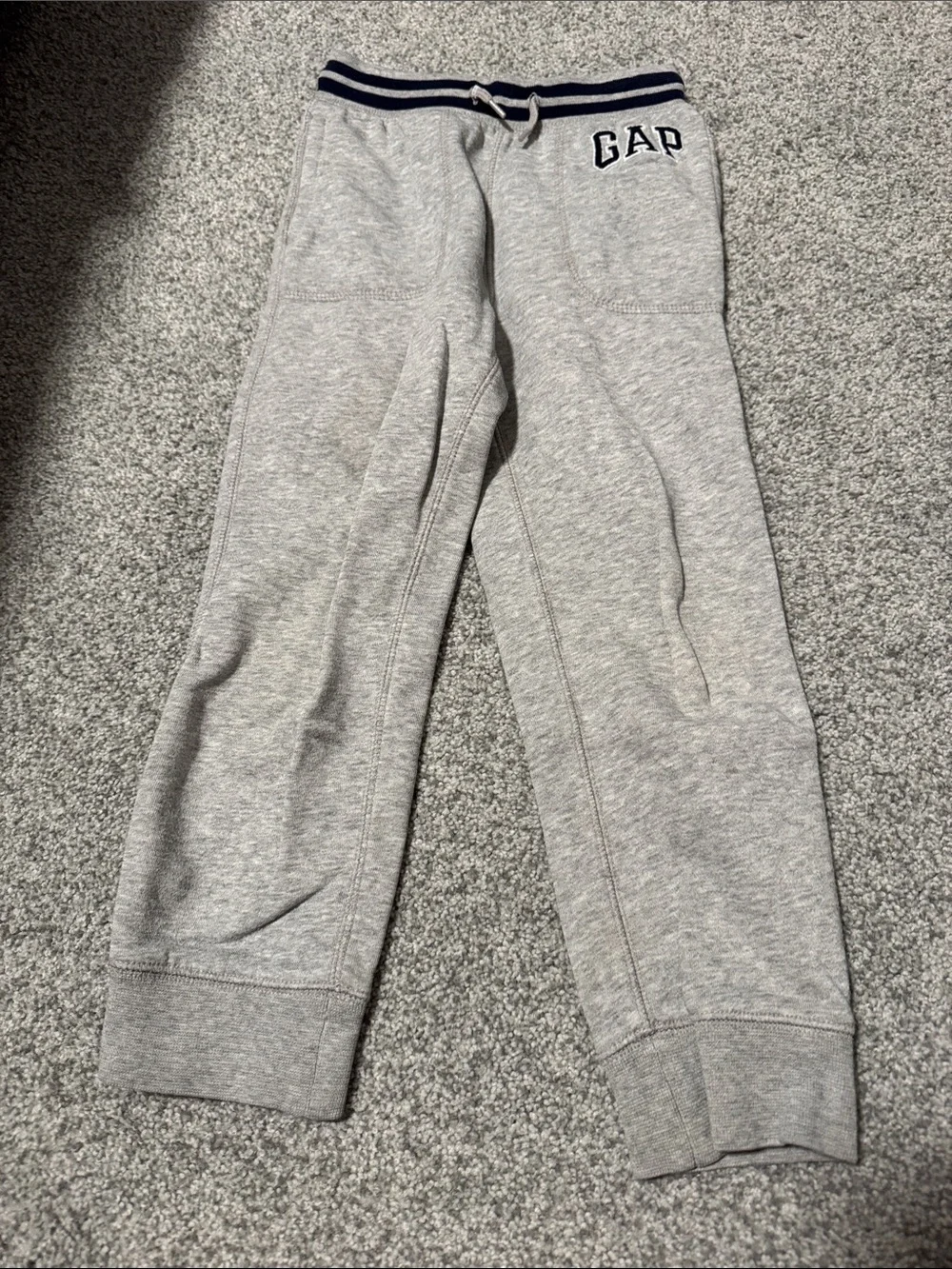 GAP Light Gray Kids Jogger Sweatpants with Navy Waistband